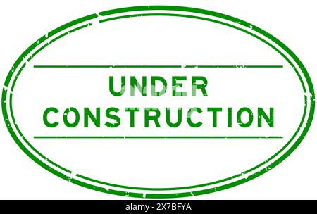 Grunge green under construction word oval rubber seal stamp on white background Stock Vector