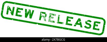 Grunge green new release word rubber seal stamp on white background Stock Vector