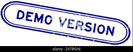 Grunge blue demo version word rubber seal stamp on white background Stock Vector