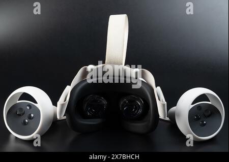 Gamer VR kit headset  isolated on black studio background Stock Photo
