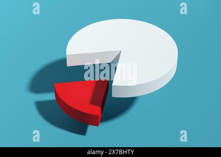 Abstract white and red eighty-twenty pie chart infographic template symbol, profit, growth or information concept, 3D illustration Stock Photo