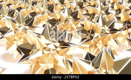 Shine Gold stars rotate endless on white bg 3d render Stock Photo