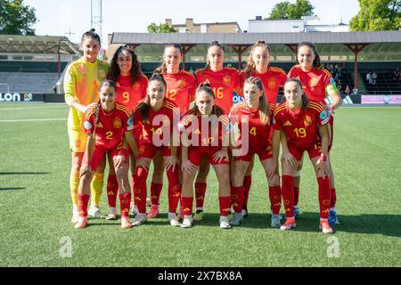 Malmö, Sweden. 18th May, 2024. The starting-11 of Spain for the UEFA Women's Under-17 EURO Championship final between England and Spain at Malmö Idrottsplats in Malmö. (Photo Credit: Gonzales Photo/Alamy Live News Stock Photo