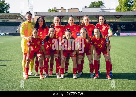 Malmö, Sweden. 18th May, 2024. The starting-11 of Spain for the UEFA Women's Under-17 EURO Championship final between England and Spain at Malmö Idrottsplats in Malmö. (Photo Credit: Gonzales Photo/Alamy Live News Stock Photo