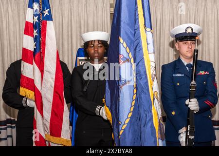 USS Constitution Honor Guard at the at the US Medal of Honor plaque presentation for the USS Massachusetts - SSN 798, held at the Boston Harbor Hotel. Stock Photo