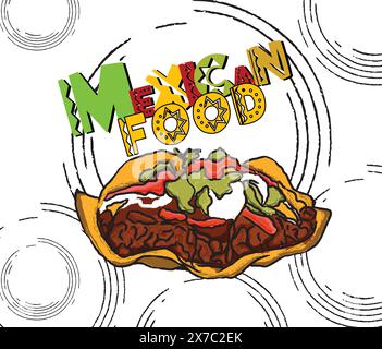 Mexican Food Illustration, Mexican Tacos Stock Vector