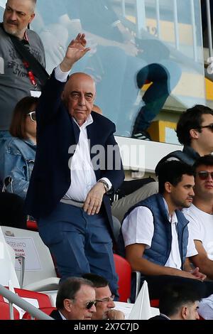Monza Brianza, Italia. 19th May, 2024. Monza Adriano Galliani during the Serie A soccer match between Monza and Frosinone at the Stadio U-Power Stadium Sunday, May 19, 2024. Sport - Soccer . (Alberto Mariani/Lapresse) Credit: LaPresse/Alamy Live News Stock Photo
