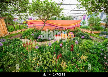 London, UK. 19th May, 2024. All about Plants, The Pantheon Joy Garden in the Gret Pavillion - The RHS Chelsea Flower Show 2024. It runs from 20-25 May. Credit: Guy Bell/Alamy Live News Stock Photo
