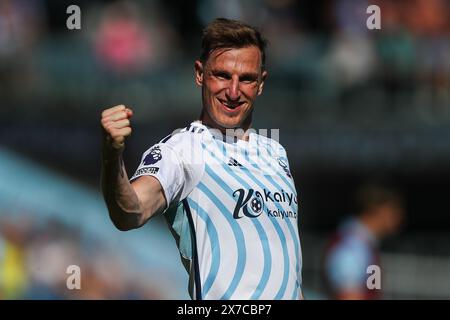 Chris Wood of Nottingham Forest celebrates his goal to make it 0-2 during the Premier League match Burnley vs Nottingham Forest at Turf Moor, Burnley, United Kingdom, 19th May 2024  (Photo by Gareth Evans/News Images) Stock Photo