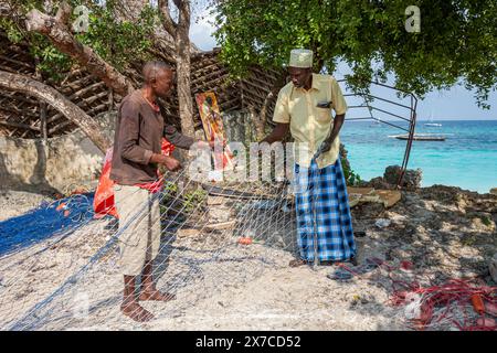 Tanzania, Zanzibar, Ras Nungwi, Local fishermen Stock Photo