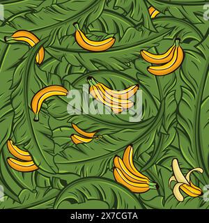 Seamless bananas pattern. Trendy colorful bananas, Vector Illustration. wallpaper Stock Vector