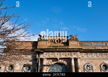 Glasgow Scotland: 12th Feb 2024 The Briggait architectural details exterior on sunny morning Stock Photo