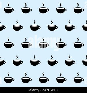 Seamless background with coffee beans and cups. Vector illustration. Stock Vector