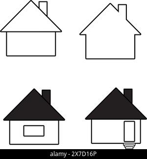 House or Real Estate. Home Outline Icons Stock Vector