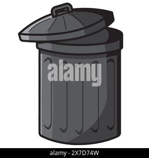Cartoon style trashcan or rubbish bin, recycling illustration Stock Vector