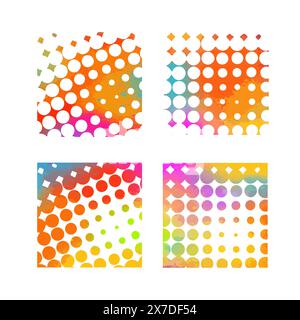 colored abstractions with halftone dots. Not AI, Vector illustration Stock Vector