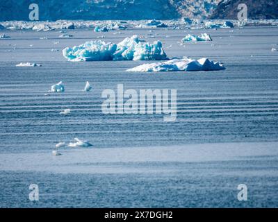 Icebergs in Johan Petersen Fjord in East Greenland. Stock Photo