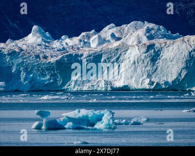 Icebergs in Johan Petersen Fjord in East Greenland. Stock Photo