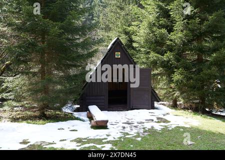 Spindleruv Mlyn, Czech Republic - April 27, 2024 - a resting place in the middle of the forest called the Carriage (SVOZ) at the beginning of spring Stock Photo