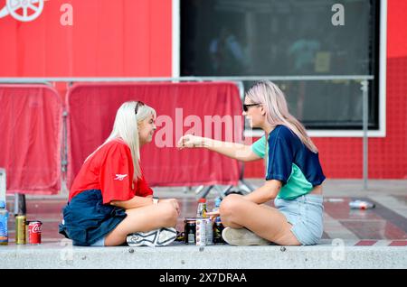 London, UK. 19th May, 2024. Arsenal missed out on a first Premier League title since 2004 despite beating Everton as Manchester City took the glory. To be champions, Arsenal needed to beat Everton and hope City failed to win against West Ham. Many fans followed the game outside and around the stadium. Credit: Kingsley Davis/Alamy Live News Stock Photo