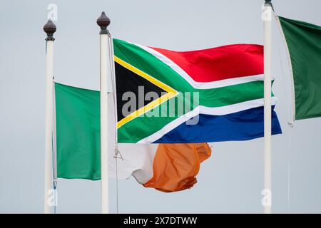 Galway, Ireland. 19th May, 2024. Irish and South African flags during the United Rugby Championship Round 17 match between Connacht Rugby and DHL Stormers at Dexcom Stadium in Galway, Ireland on May 18, 2024 (Photo by Andrew SURMA/ Credit: Sipa USA/Alamy Live News Stock Photo