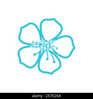 Brazilian wild Peony flower icon. Isolated on white background. From blue icon set. Stock Vector