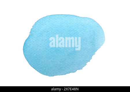 Abstract hand drawn blue watercolor spot isolated on white background  Stock Photo
