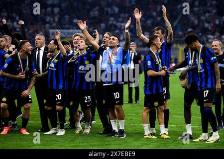 Milan, Italy. 19th May, 2024. FC Internazionale players celebrate the victory of the italian championship at the end of the Serie A football match between FC Internazionale and SS Lazio. Milano May 19th, 2024 Credit: Insidefoto di andrea staccioli/Alamy Live News Stock Photo