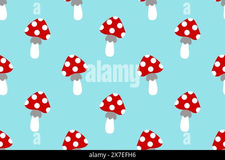 Cartoon pattern with fly agarics. Autumn mushroom pattern. Ideal for childrens projects, holiday cards, packaging, textiles and many other designs. Ve Stock Vector