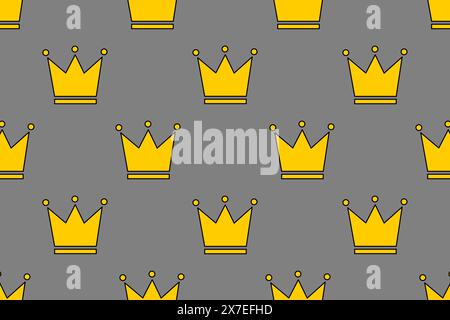 Pattern with cartoon golden crowns. Ideal for childrens projects, holiday cards, packaging, textiles and many other designs. Vector illustration. Stock Vector