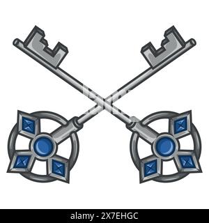 Vector design of keys for old locks, locksmith keys Stock Vector
