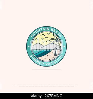 Tropical Summer logo design simple vector minimalist illustration template, travel vacation logo design inspirations Stock Vector
