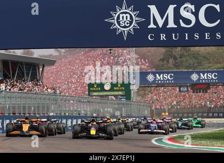 Imola, Italy. 19th May, 2024. Drivers compete during the Formula One Emilia Romagna Grand Prix at the Autodromo Internazionale Enzo e Dino Ferrari race track in Imola, Italy, May 19, 2024. Credit: Li Jing/Xinhua/Alamy Live News Stock Photo