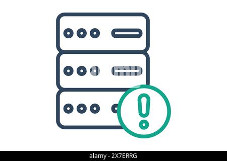 server error icon. server with exclamation mark. icon related to information technology. line icon style. technology element vector illustration Stock Vector