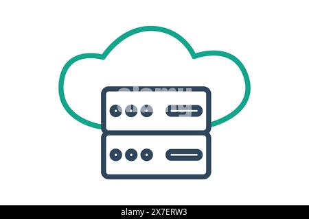 cloud server icon. icon related to information technology. line icon style. technology element vector illustration Stock Vector