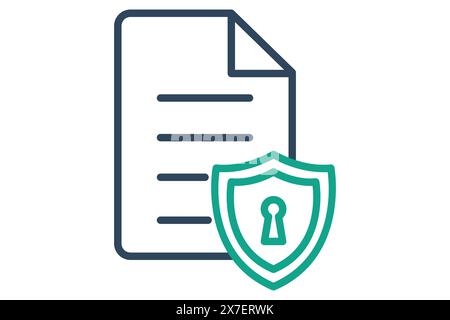 document protection icon. document with shield. icon related to information technology. line icon style. technology element vector illustration Stock Vector