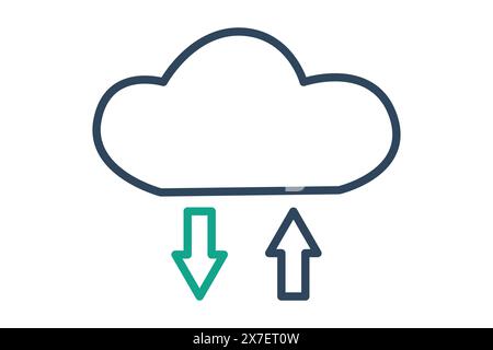 cloud download icon. cloud with arrow. icon related to information technology. line icon style. technology element vector illustration Stock Vector