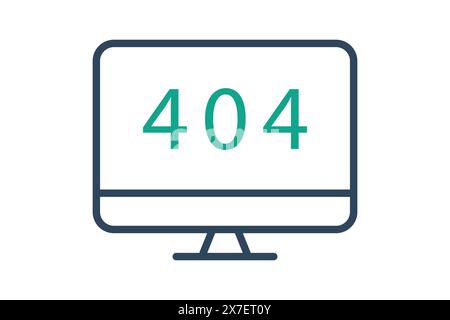 error icon. monitor with 404. icon related to information technology. line icon style. technology element vector illustration Stock Vector