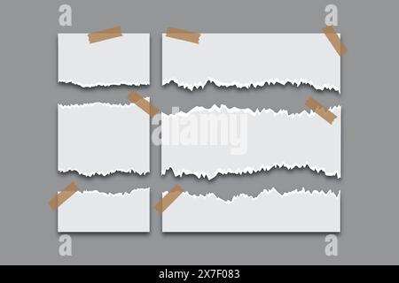 vector set of torn ripped paper sheets Stock Vector