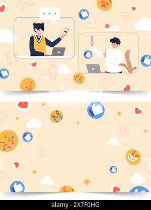 Set of World Social Media Day. June 30. Holiday concept. Template for background, banner, card, poster with text inscription. Vector illustration. Stock Vector