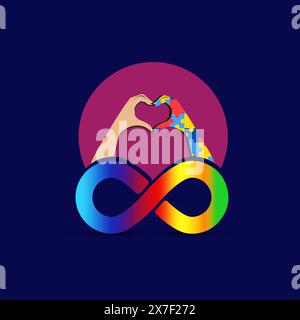 Autistic rainbow eight infinity symbol icon vector. World autism ...