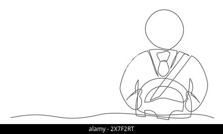 Car driver One line drawing on white background Stock Vector