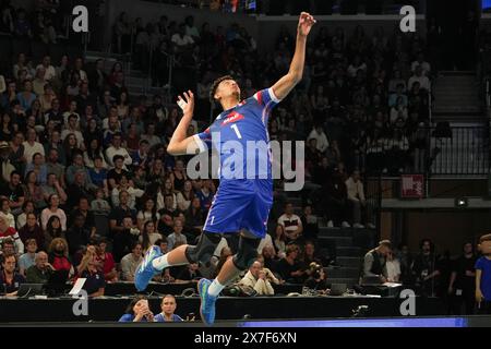 Orleans, France. 18th May, 2024. Barthélémy Chinenyeze of France during the International Friendly Volleyball match between France and Netherlands on May 18, 2024 at Co'met Arena in Orleans, France. Photo Laurent Lairys/ABACAPRESS.COM Credit: Abaca Press/Alamy Live News Stock Photo