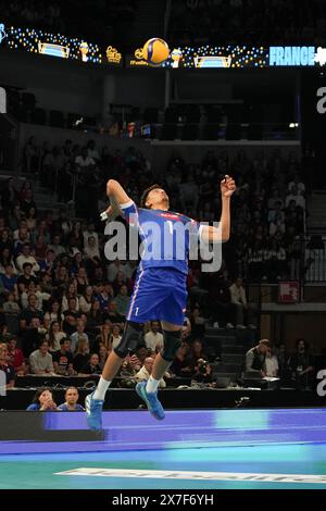 Orleans, France. 18th May, 2024. Barthélémy Chinenyeze of France during the International Friendly Volleyball match between France and Netherlands on May 18, 2024 at Co'met Arena in Orleans, France. Photo Laurent Lairys/ABACAPRESS.COM Credit: Abaca Press/Alamy Live News Stock Photo