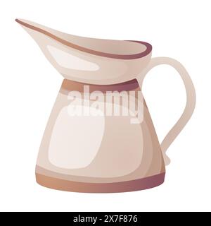 Vintage ceramic jug vase. Elegant beige pitcher Stock Vector