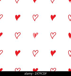 Red hearts on white background seamless pattern Stock Vector