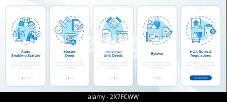 Household regulation law blue onboarding mobile app screen Stock Vector