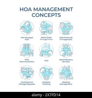 HOA management soft blue concept icons Stock Vector