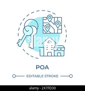 POA soft blue concept icon Stock Vector