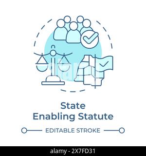 State enabling statute soft blue concept icon Stock Vector